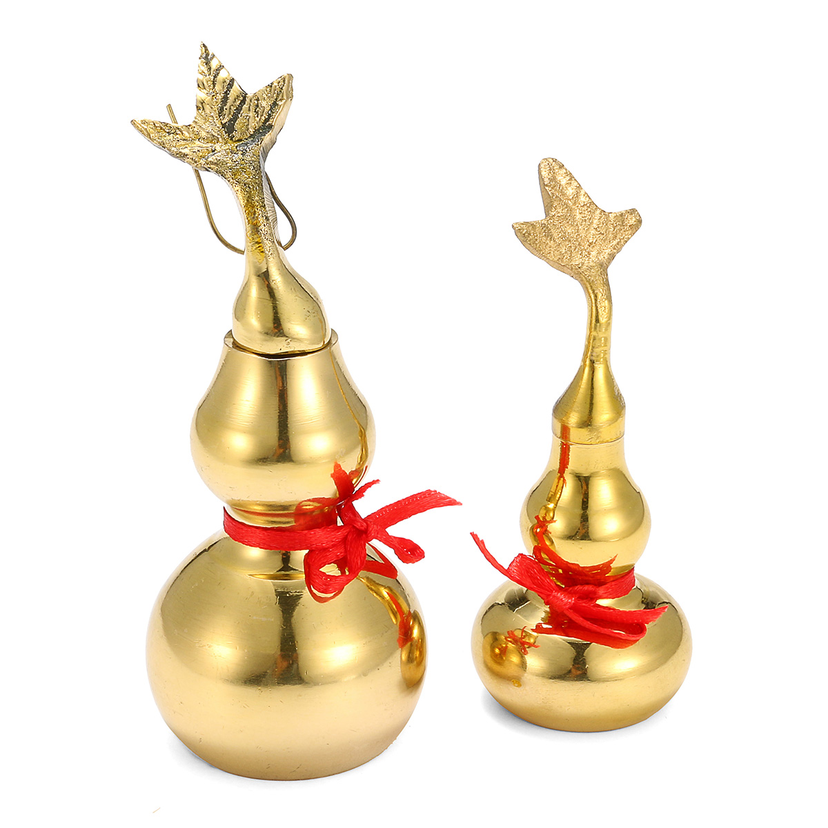 Gold-Brass-Feng-Sui-Gourd-with-Red-Ribbon-Good-Luck-Collection-Decorations-1304581-1