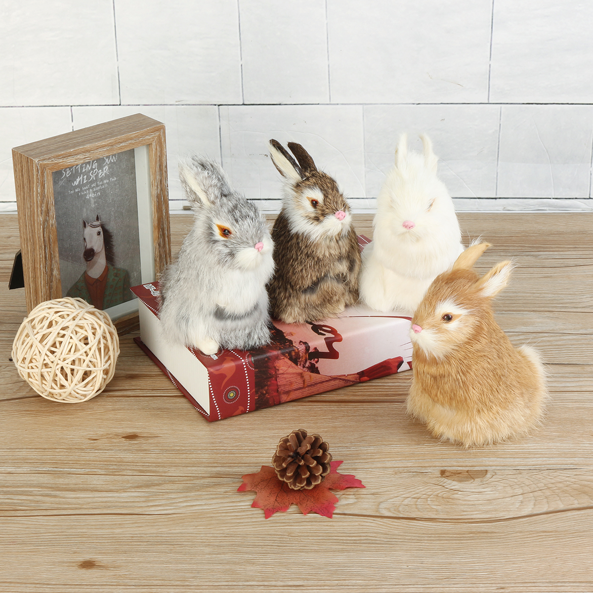 GrayYellowBrownWhite-Rabbits-Handmade-Easter-Bunnies-Home-Decorations-Desktop-Ornament-1452976-2