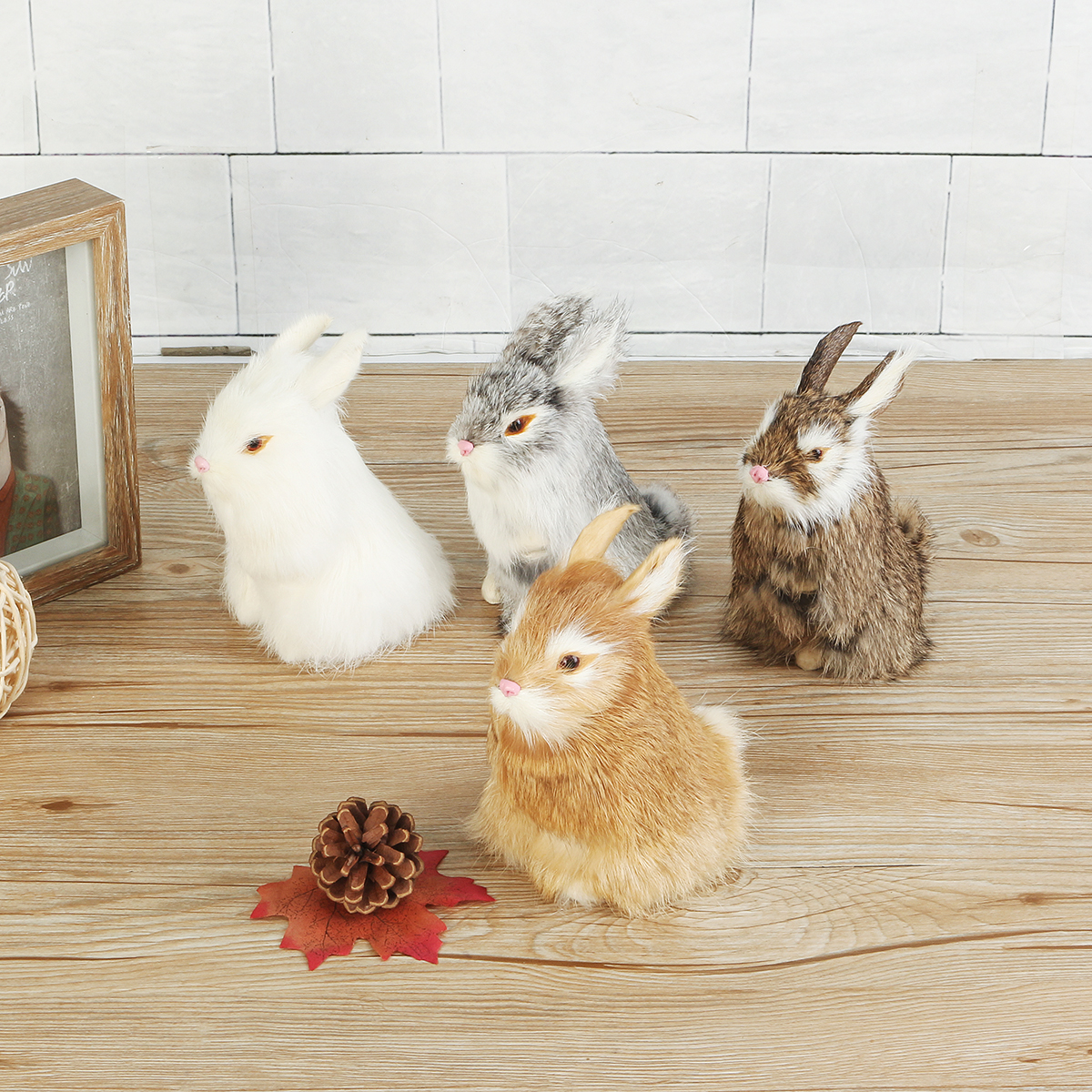 GrayYellowBrownWhite-Rabbits-Handmade-Easter-Bunnies-Home-Decorations-Desktop-Ornament-1452976-3