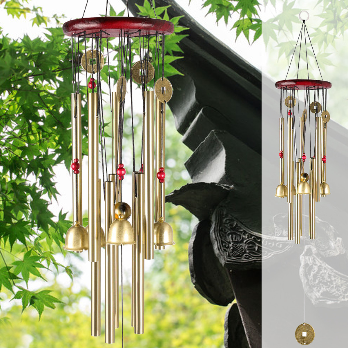Wind-Chimes-Large-Tone-Resonant-Bell-10-Tubes-Chapel-Church-Garden-Decor-33quot-1694339-3