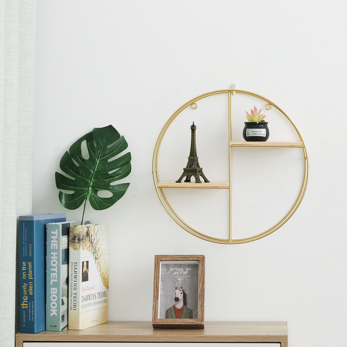 Wood-Metal-Wall-Mounted-Shelf-Storage-Rack-Display-Shelves-Living-Room-Decor-BlackGold-1760174-2