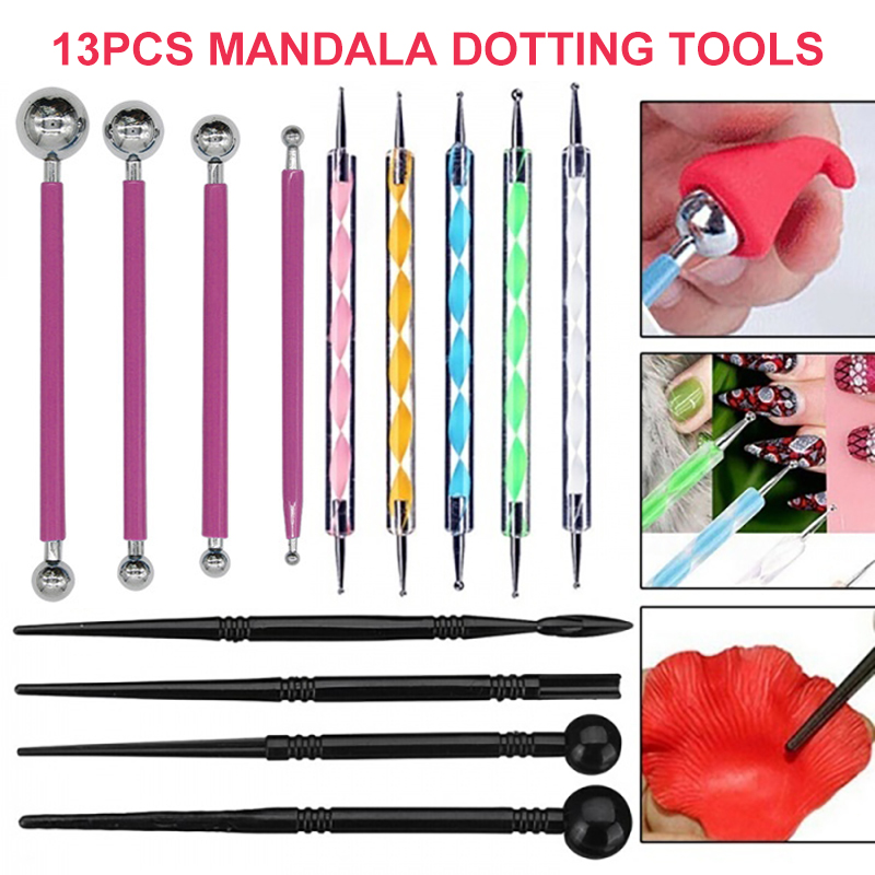 13pcs-Mandala-Pen-Dotting-Rock-Dot-Nail-Art-Paint-Stencil-Painting-Tools-Kit-1692642-1