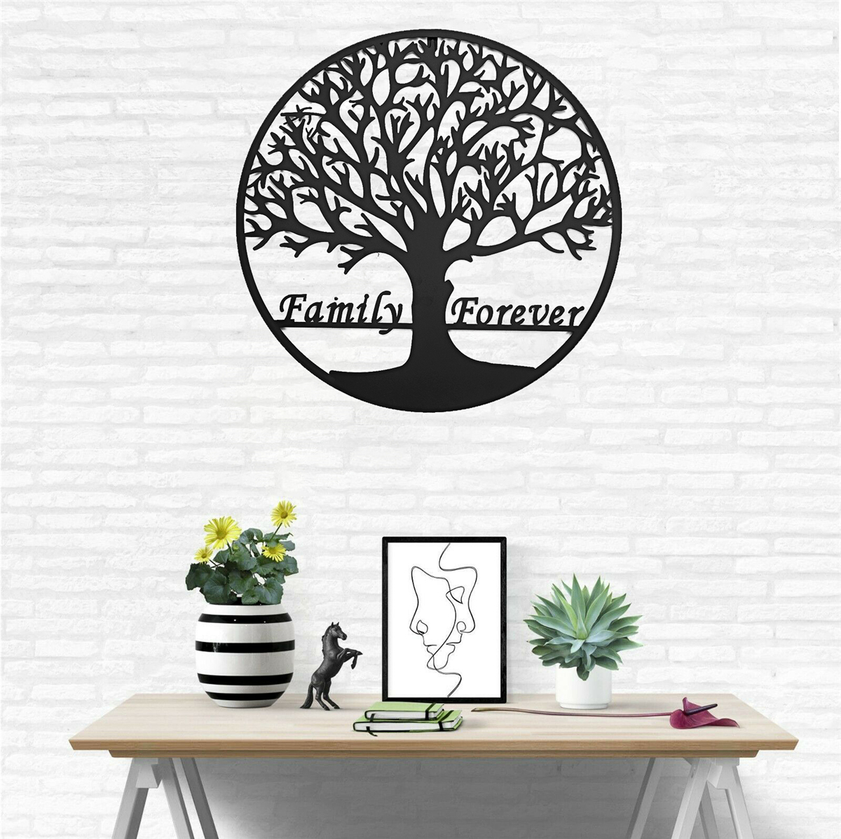 24in60cm-Metal-Tree-Hanging-Wall-Art-Round-Sculpture-Family-Forever-Home-Decoration-1780896-5