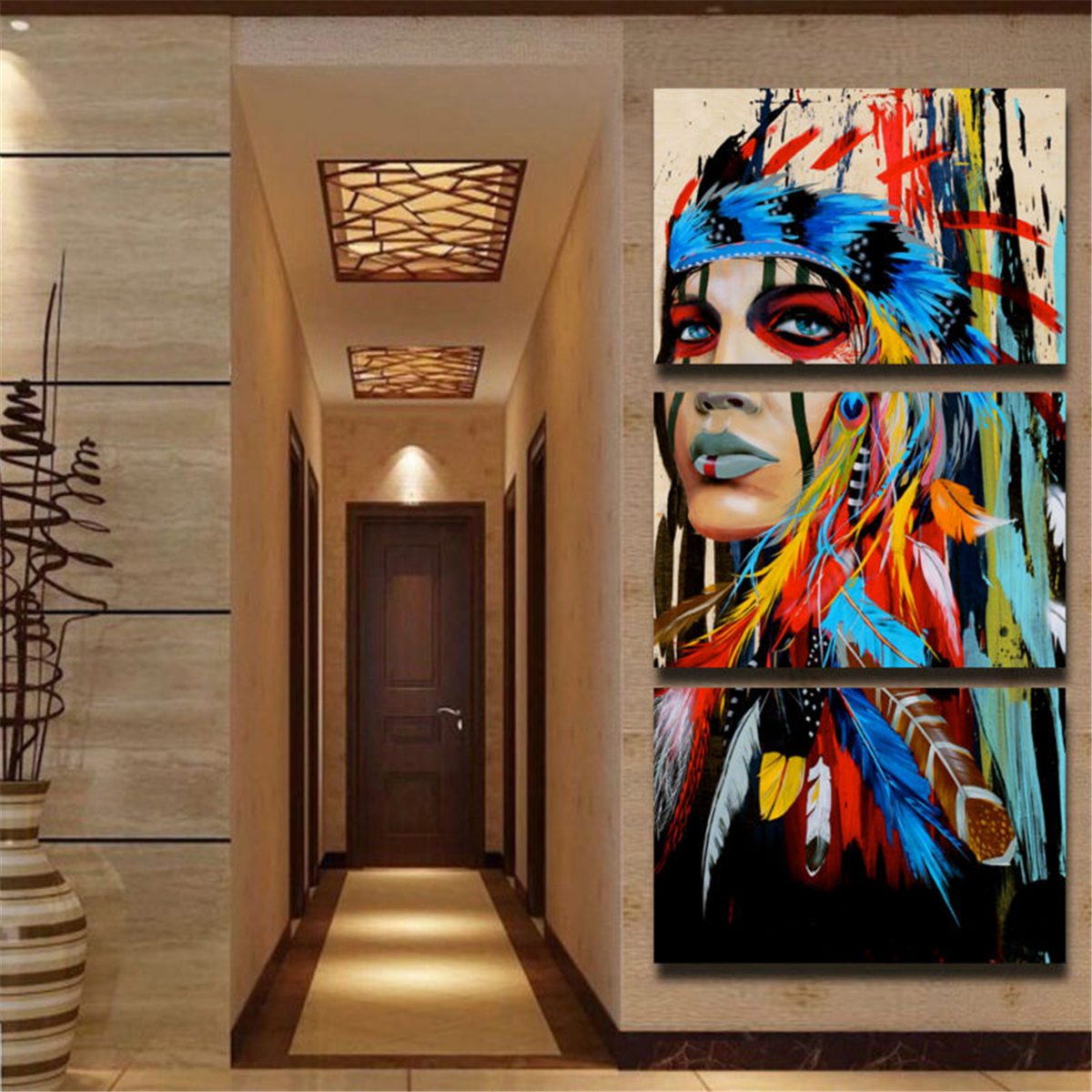 3Pcs-Set-Indian-Woman-Canvas-Paintings-Print-Picture-Modern-Art-Wall-Home-1165822-1