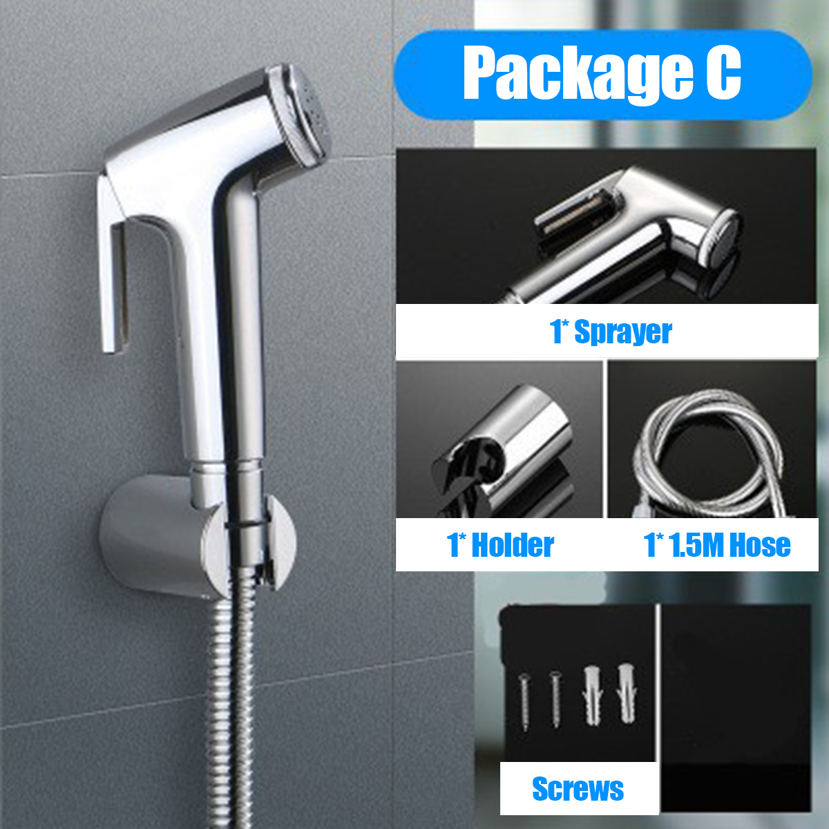 ABS-Hand-Held-Bidet-Spray-Toilet-Attachment-Diaper-Sprayer-Hose-Holder-Bathroom-1660807-5