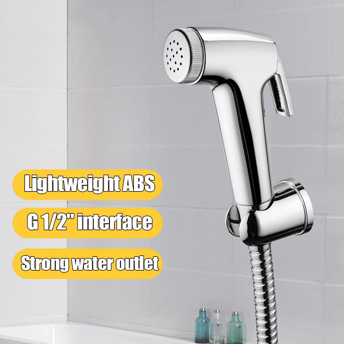 ABS-Hand-Held-Bidet-Spray-Toilet-Attachment-Diaper-Sprayer-Hose-Holder-Bathroom-1660807-9