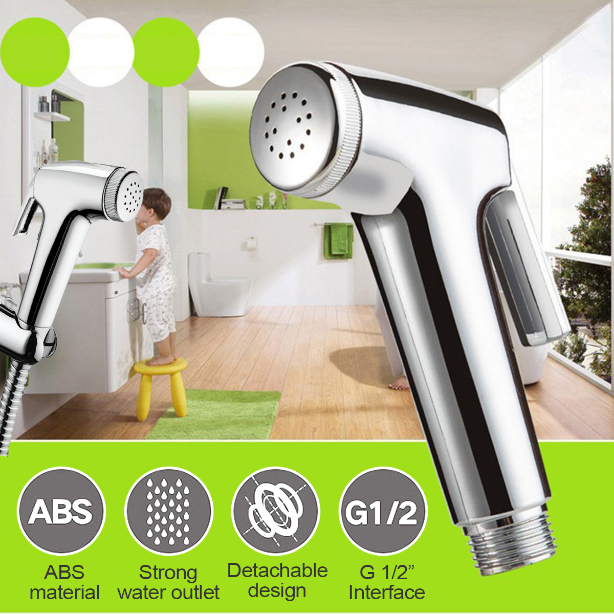 ABS-Hand-Held-Bidet-Spray-Toilet-Attachment-Diaper-Sprayer-Hose-Holder-Bathroom-1660807-10