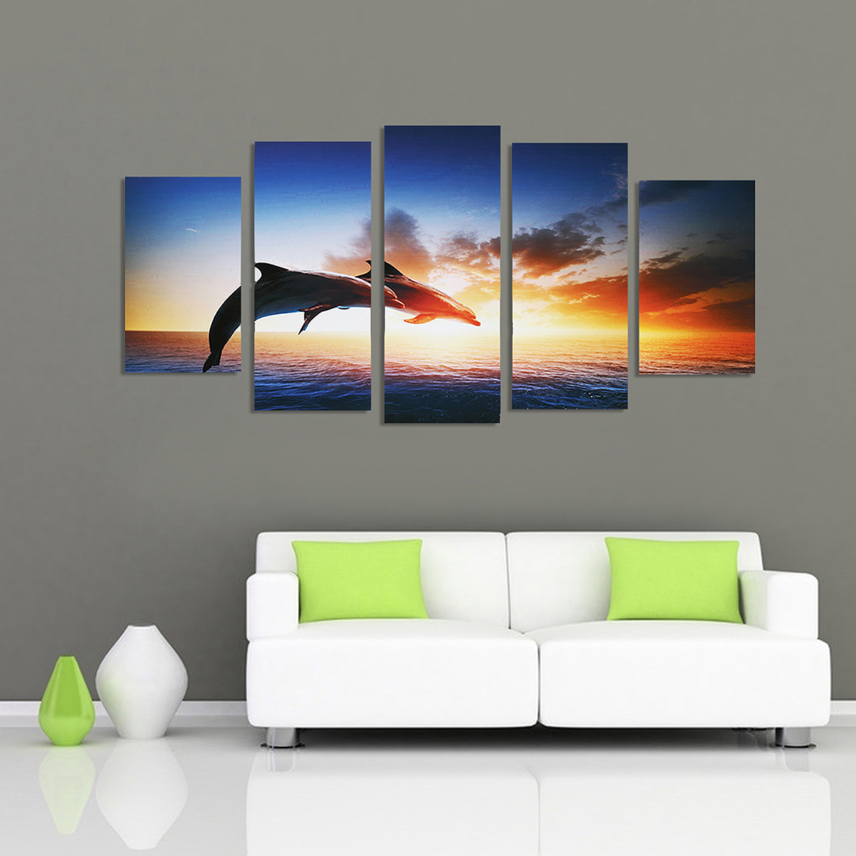 Dolphin-Sunset-Canvas-Print-Paintings-Poster-Wall-Art-Picture-Home-Decor-Unframed-1638931-3