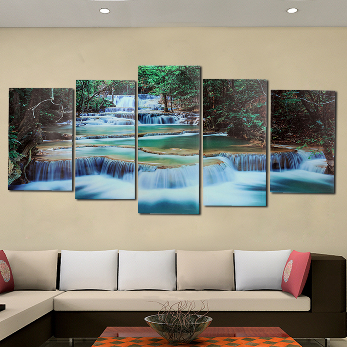 Large-Framed-Canvas-Prints-Forest-Waterfall-Painting-Home-Hanging-Wall-Decorations-1444004-2