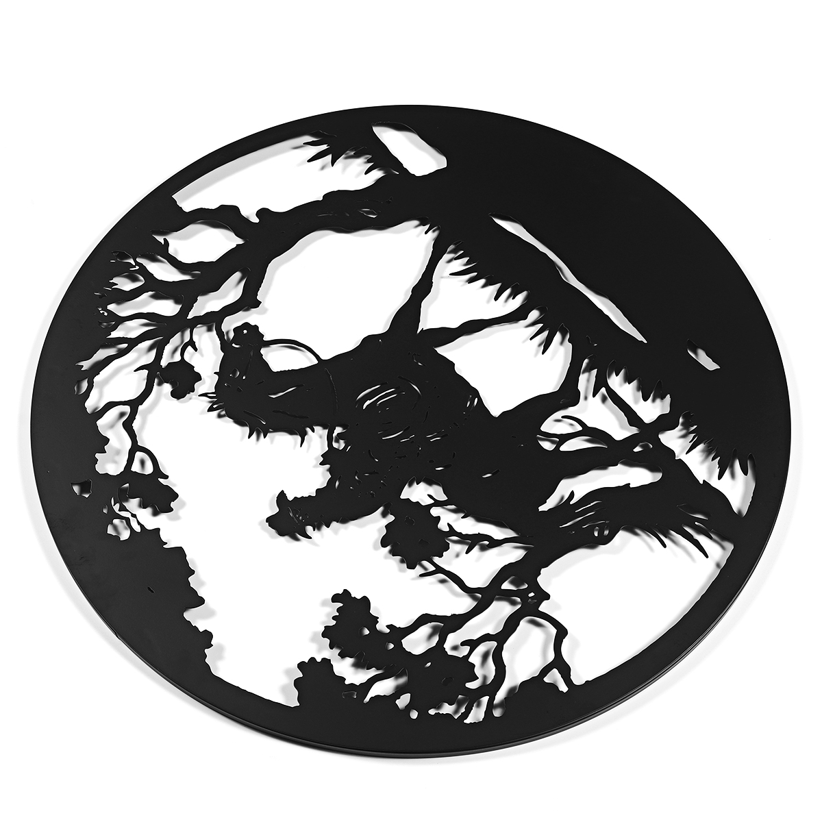 Man-Riding-Horse-In-Forest-Round-Black-Metal-Wall-Hanging-Art-Decoration-Room-1794308-7
