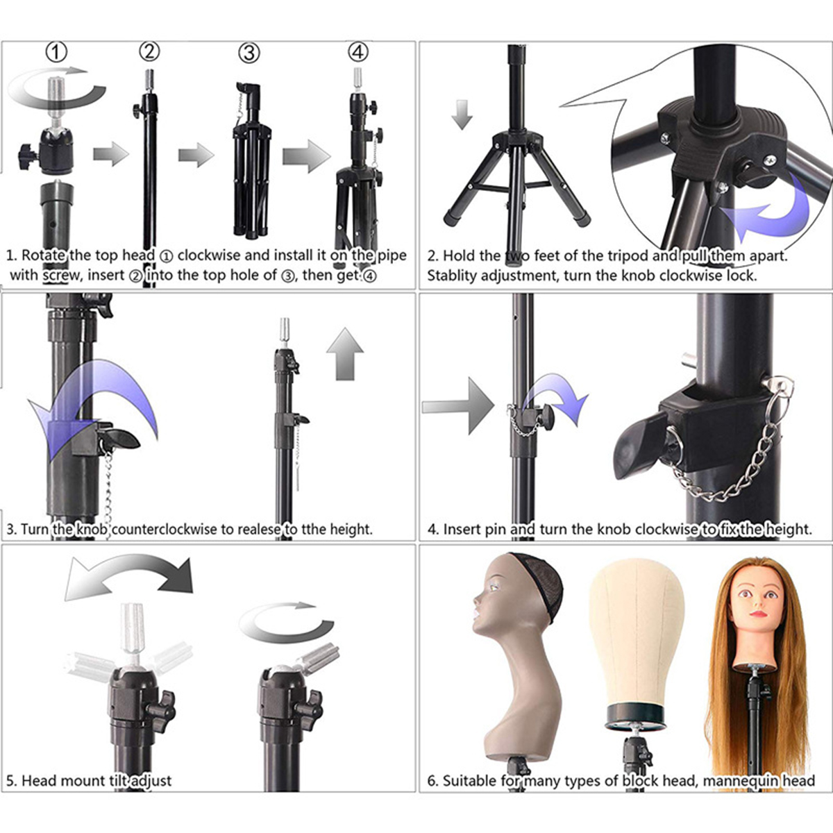 156m-Height-Adjustable-Cosmetology-Tripod-Wig-Stand-Holder-for-Doll-Head-Hairdressing-Training-1823100-12