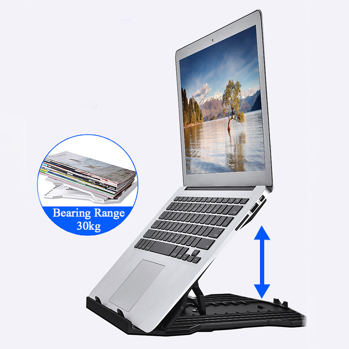 2-IN-1-Foldable-8-Level-Height-Adjustable-Macbook-Holder-Stand-Bracket-with-Phone-Holder-for-Laptops-1822444-5
