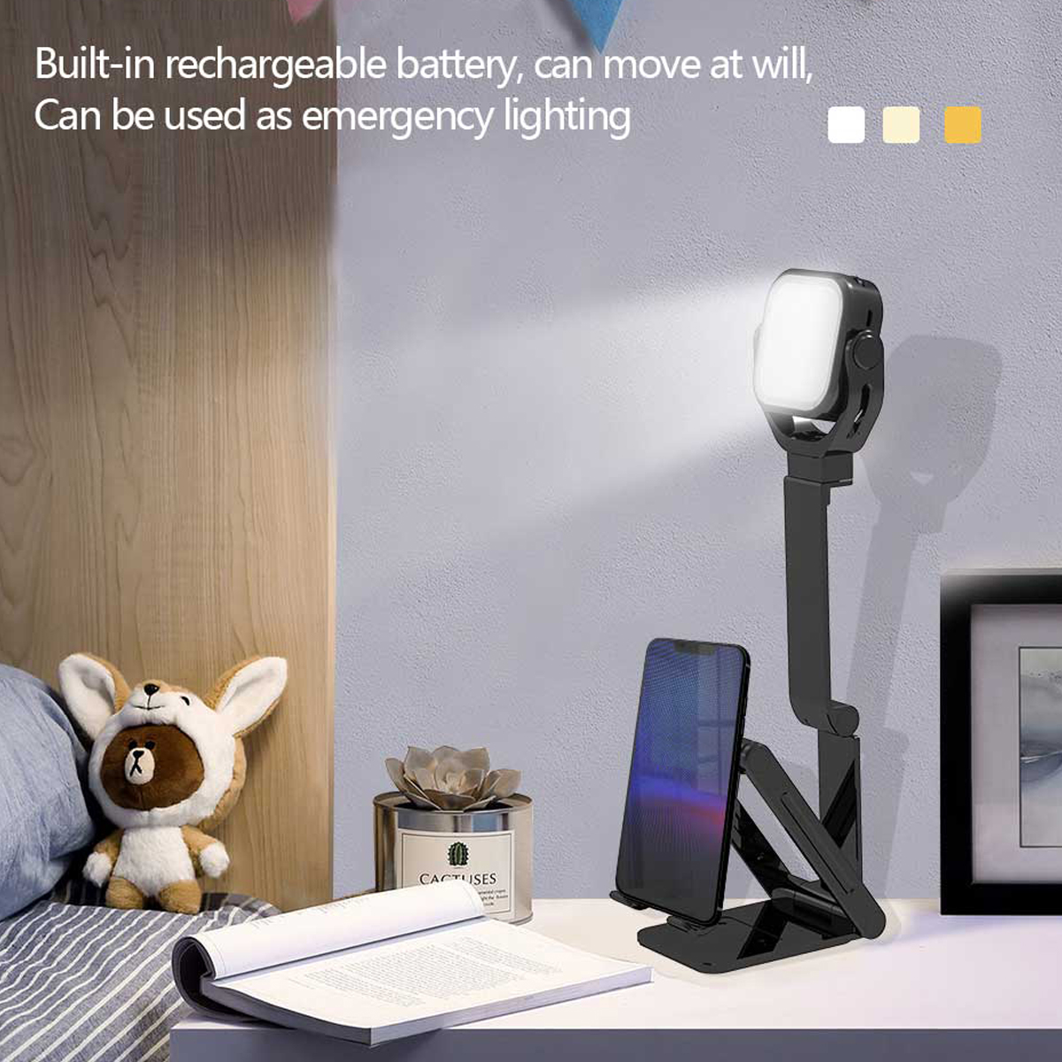 2-In-1-Foldable-Multi-Angle-Desktop-Phone-Holder-Fill-Light-Stand-Multiple-Color-Temperature-Brightn-1925451-7