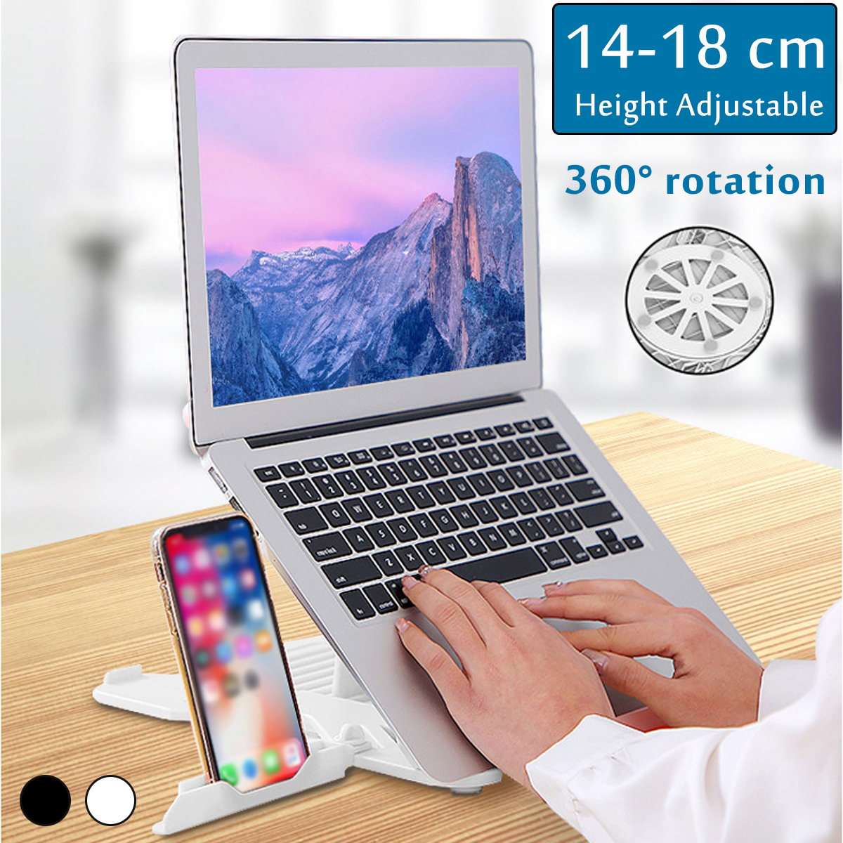 2-in-1-Foldable-Rotatable-Adjustable-Macbook-Stand-Holder-Cooler-with-Phone-Stand-1779286-1