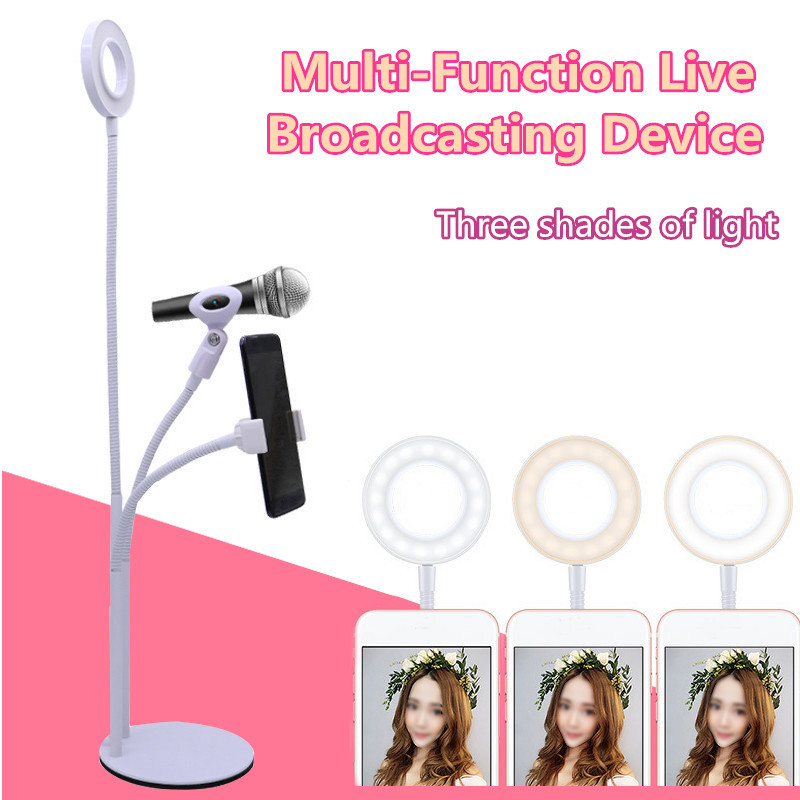 3-in-1-Live-Streaming-Adjustable-Fill-Light-Microphone-Clip-Desktop-Phone-Holder-for-Mobile-Phone-1289655-1