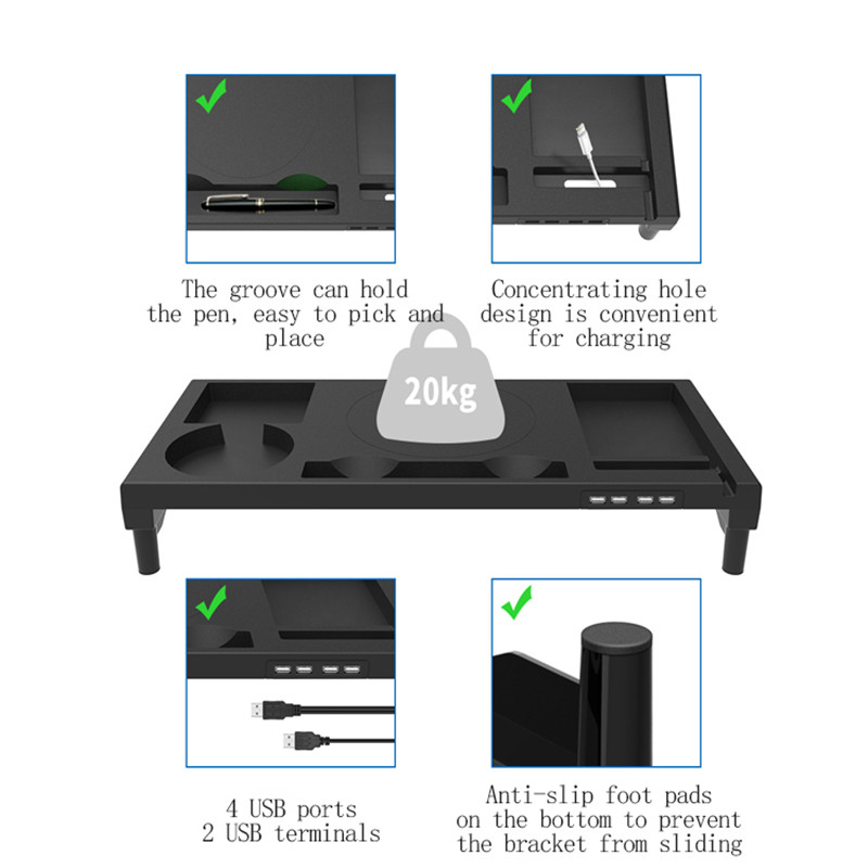 360deg-Rotatable-Macbook-iMac-Monitor-Computer-Display-Riser-Desktop-Monitor-Stand-with-USB-Charging-1872033-4