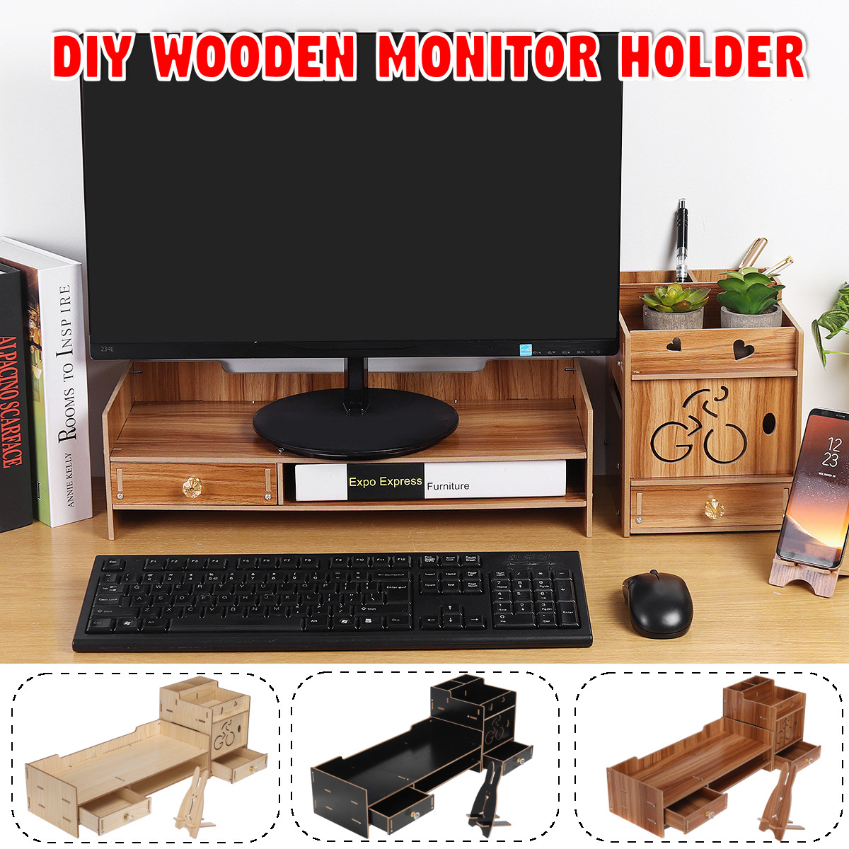 49X20X135cm-Multifunctional-Wooden-Monitor-Riser-Stand-Desktop-Holder-File-Storage-Drawer-for-iMac-1794496-1