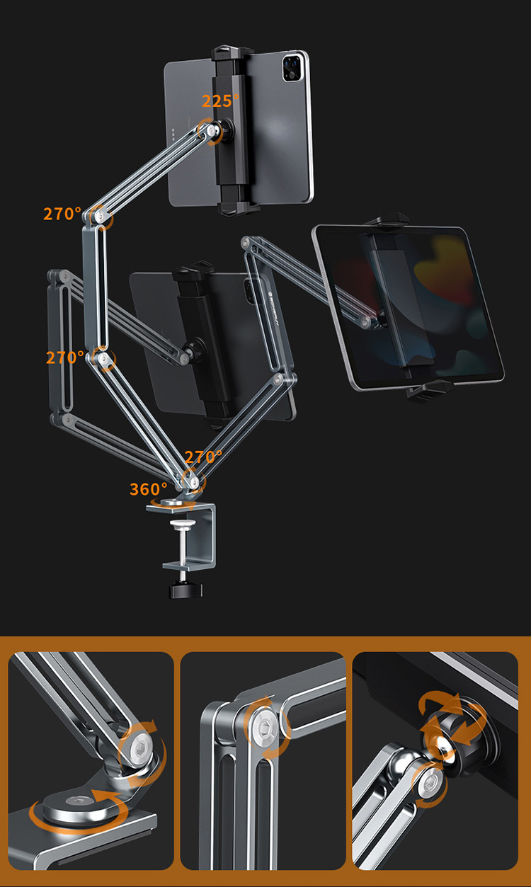 Bakeey-360deg-Degree-Rotation-Long-Arm-PhoneTablet-Holder-Three-Shaft-Design-Multi-Angle-Adjustable--1933927-4