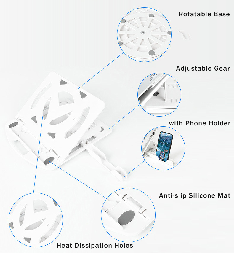 Bakeey-Foldable-Height-Adjustable-Telecommuting-Macbook-Laptop-Heat-Dissipation-Stand-With-Phone-Hol-1711601-9