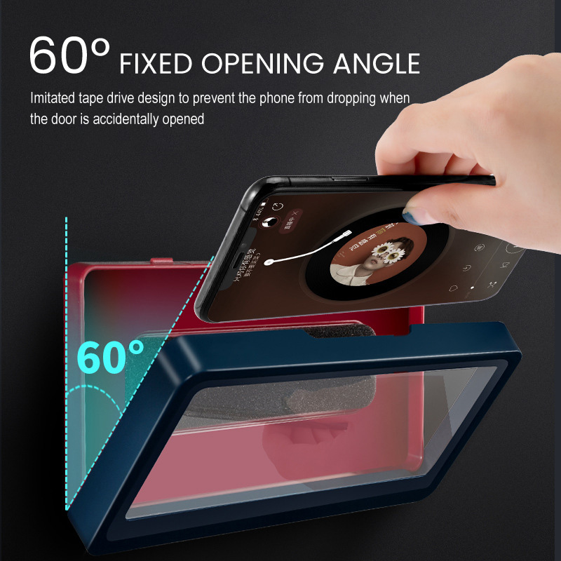 Bakeey-Rotational-Base-HD-Touch-Screen-Waterproof-Phone-Case-with-Hook-Bathroom-Wall-Mounted-Holder--1885015-3