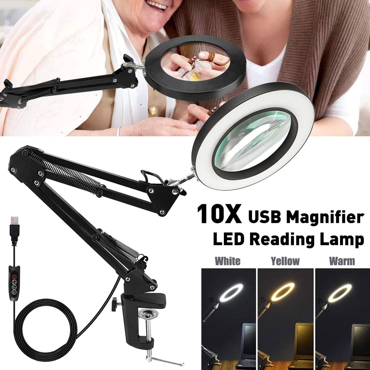 Flexible-Arm-10X-LED-Magnifying-Glass-Stepless-Dimmable-3-Color-Light-Modes-Ring-Fill-Light-with-Des-1874942-1