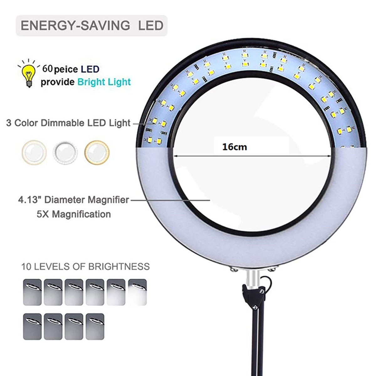 Flexible-Arm-10X-LED-Magnifying-Glass-Stepless-Dimmable-3-Color-Light-Modes-Ring-Fill-Light-with-Des-1874942-3