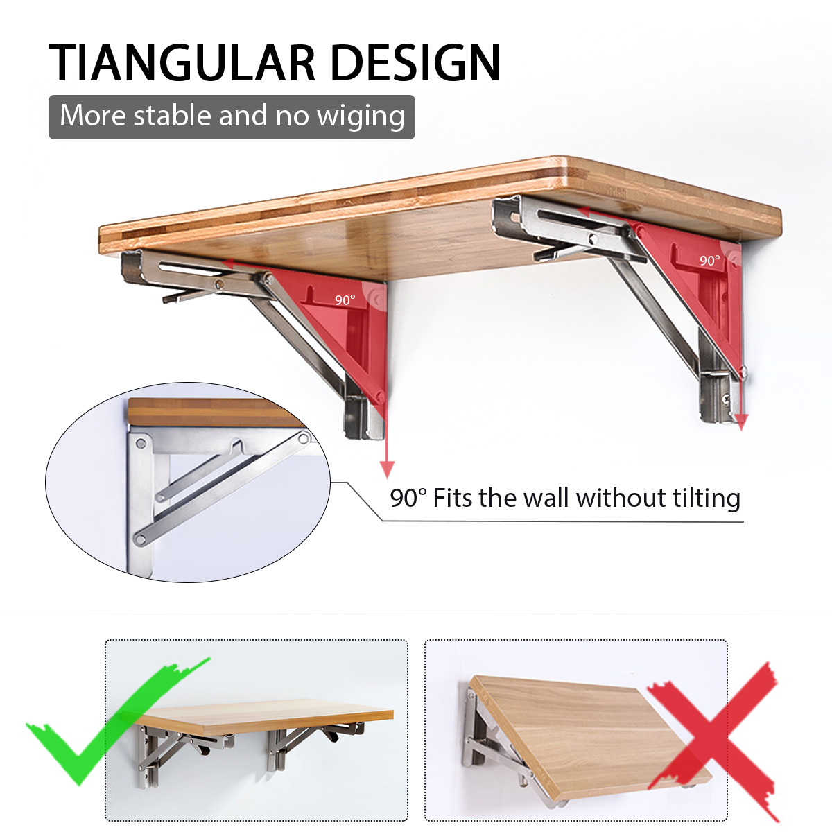 Kingdoway-4PCS-Set-Folding-Stainless-Steel-Wall-Mounted-Shelves-Floating-Hanging-Shelf-Board-Support-1822427-3
