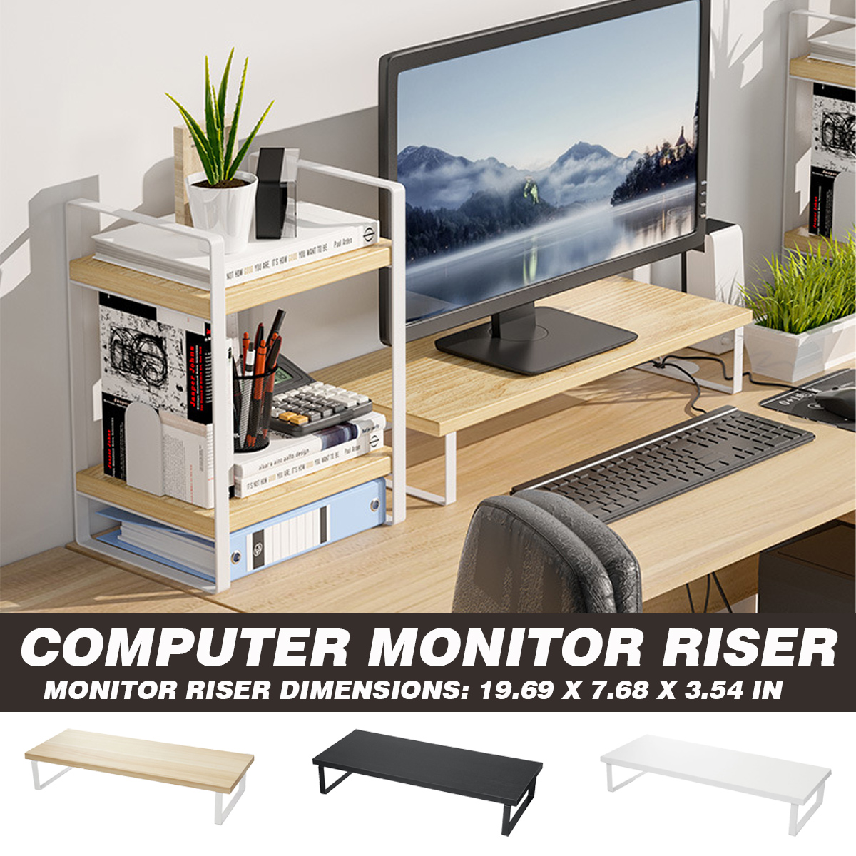 Multifunctional-Mackbook-Desktop-Stand-Macbook-Monitor-Riser-with-2-Layer-Shelves-Desk-Organizer-1865092-1