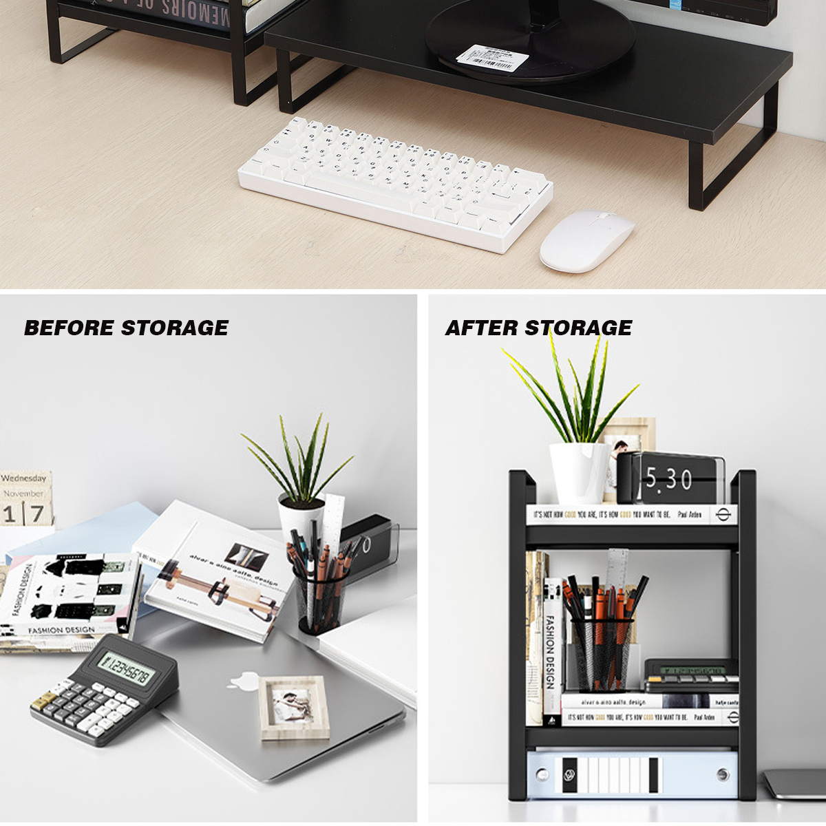 Multifunctional-Mackbook-Desktop-Stand-Macbook-Monitor-Riser-with-2-Layer-Shelves-Desk-Organizer-1865092-5