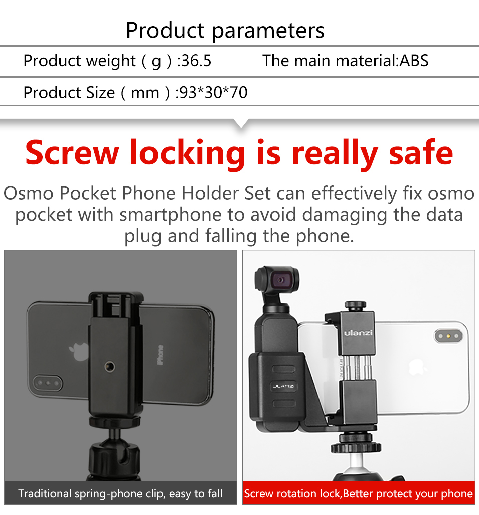 Ulanzi-Dji-Osmo-Pocket-Accessories-Handheld-Gimbal-Phone-Mount-Clip-Holder-for-Osmo-Pocket-Fixed-Bra-1903494-2