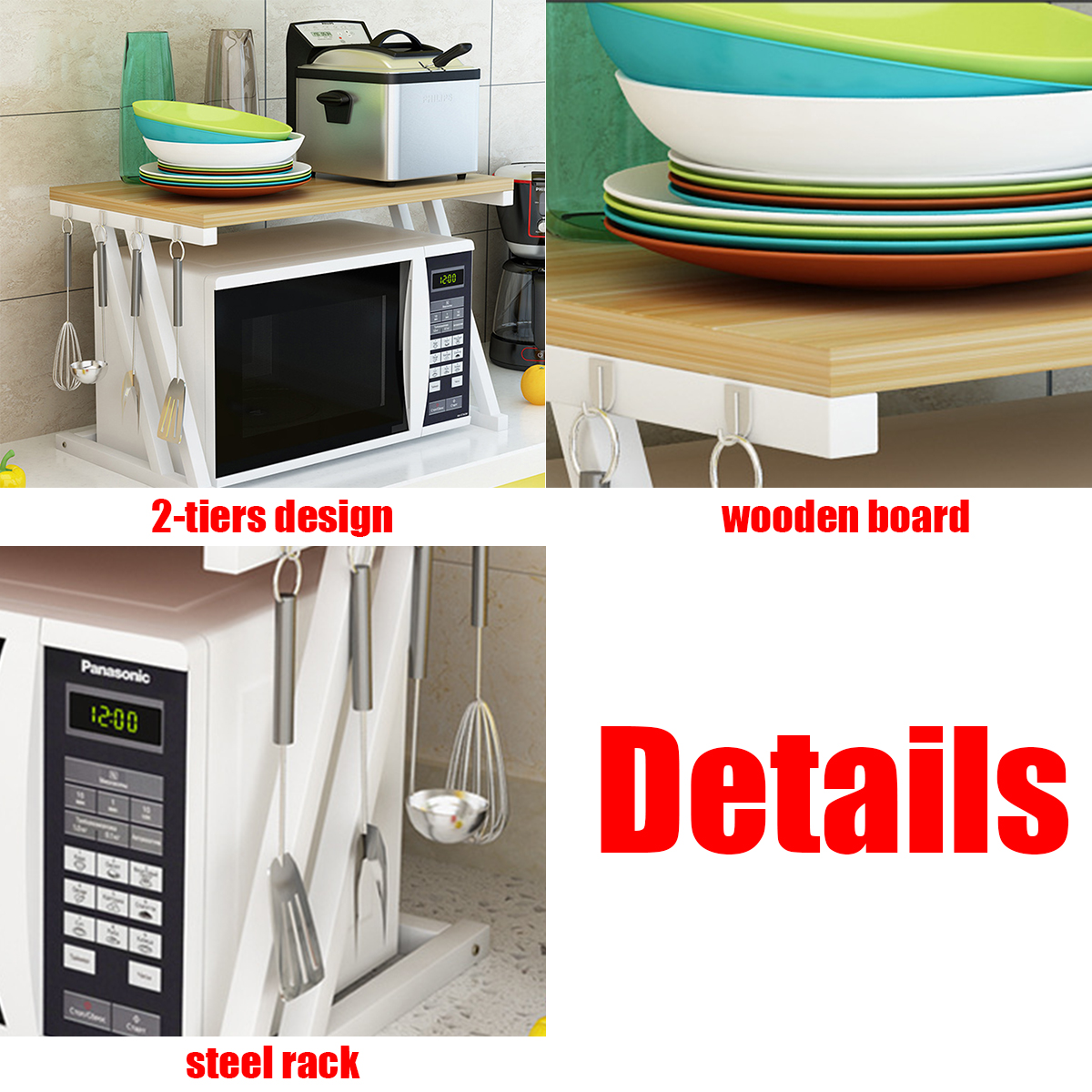 2-Tier-Kitchen-Baker-Rack-Microwave-Oven-Stand-Storage-Cart-Workstation-Shelf-Desktop-Organizer-1633559-8