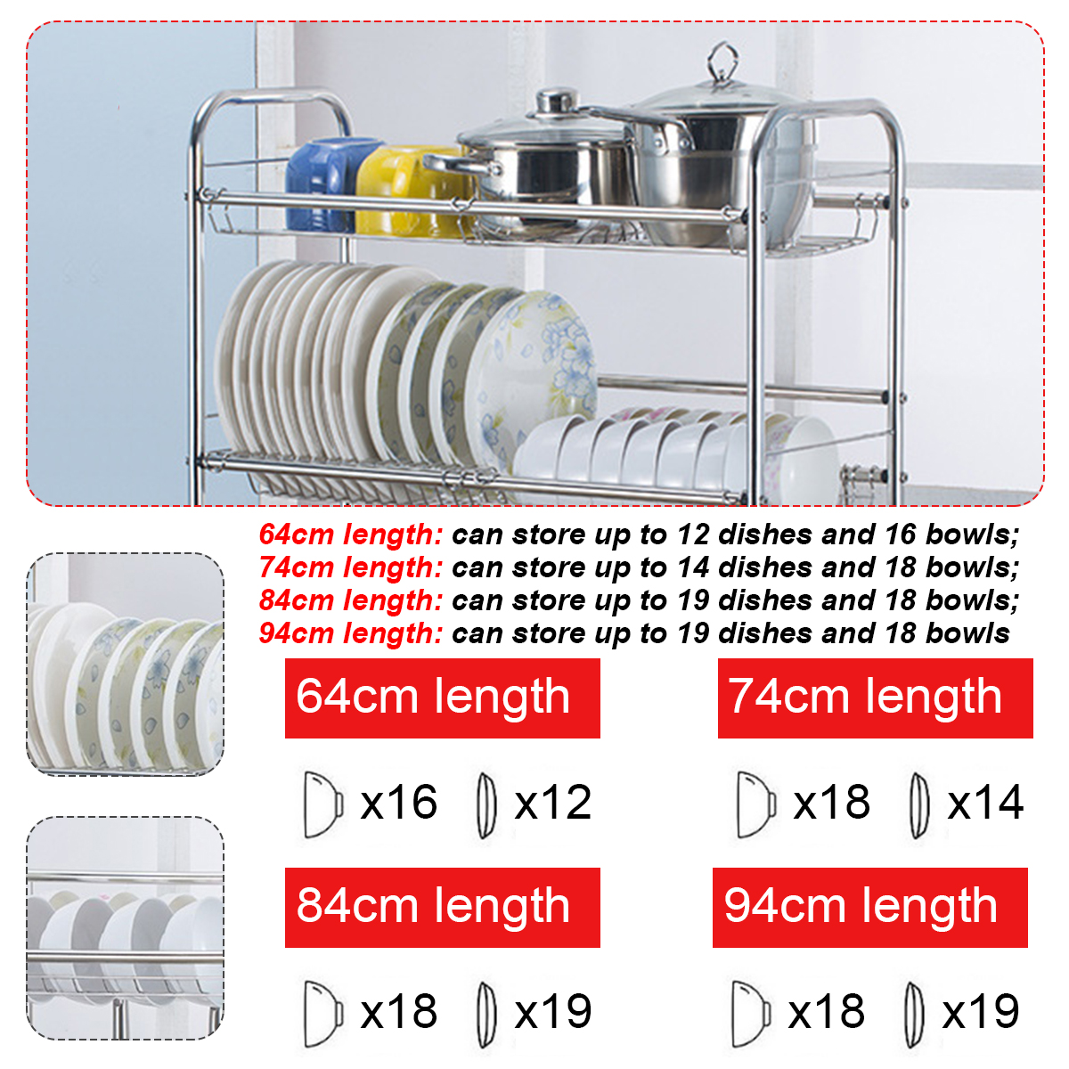 2-Tiers-Stainless-Steel-Dishes-Rack-Dual-Sink-Drain-Rack-Adjustable-Multi-use-Kitchen-Organizer-Rack-1661464-2