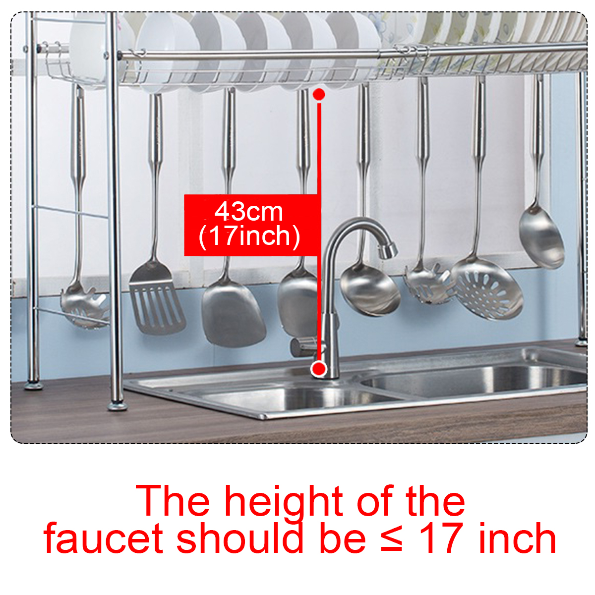 2-Tiers-Stainless-Steel-Dishes-Rack-Dual-Sink-Drain-Rack-Adjustable-Multi-use-Kitchen-Organizer-Rack-1661464-5