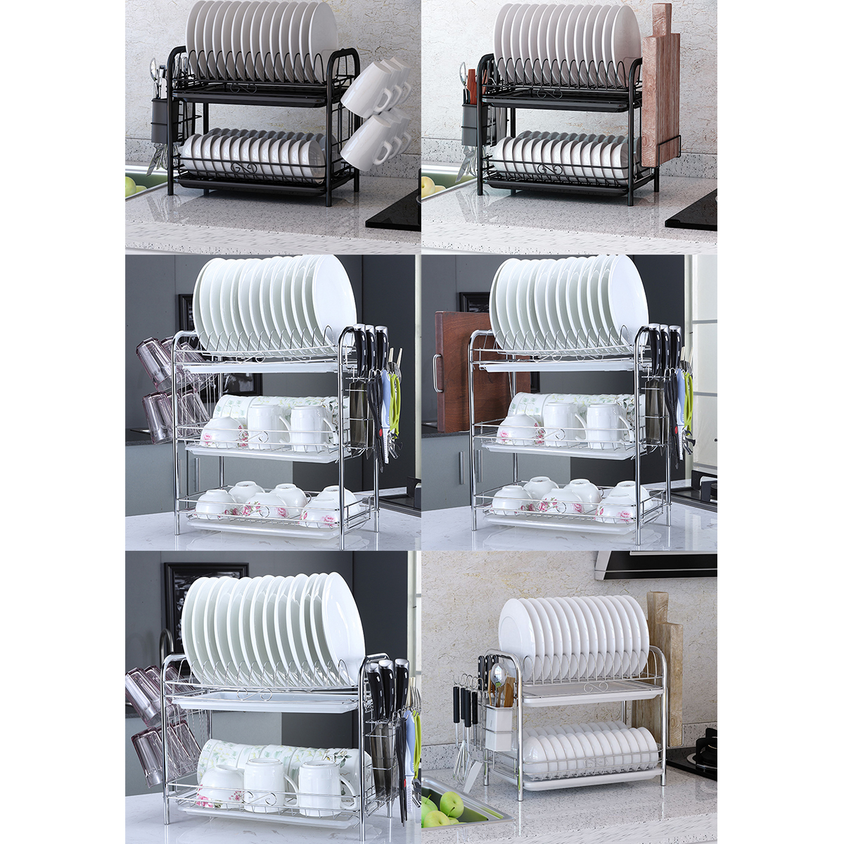 23-Tiers-Dish-Drainer-Holder-Metal-Drying-Rack-Basket-Bowl-Dish-Draining-Shelf-Dryer-Tray-Holder-Kit-1732659-7