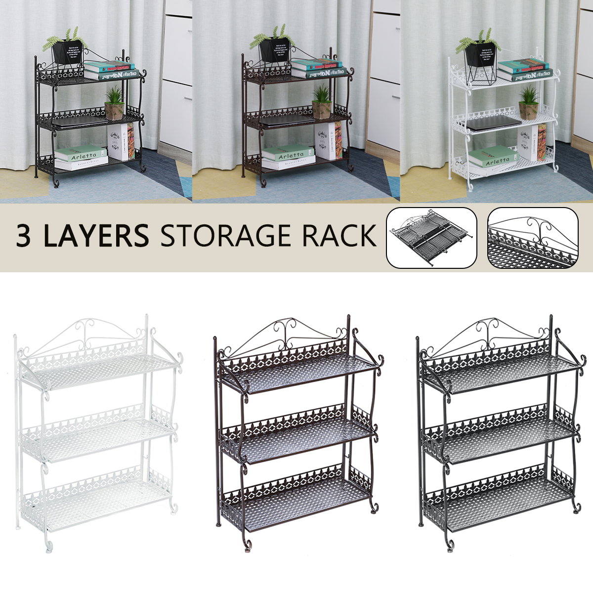 3-Tiers-Folding-Iron-Kitchen-Organizer-Large-Capacity-Bathroom-Bedroom-Rack-Freestanding-Book-Shelf--1798382-4