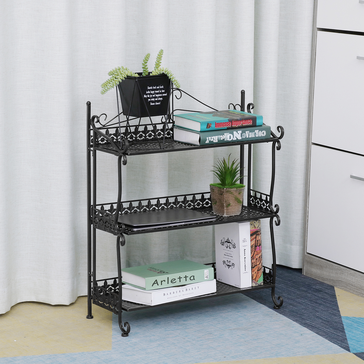 3-Tiers-Folding-Iron-Kitchen-Organizer-Large-Capacity-Bathroom-Bedroom-Rack-Freestanding-Book-Shelf--1798382-6