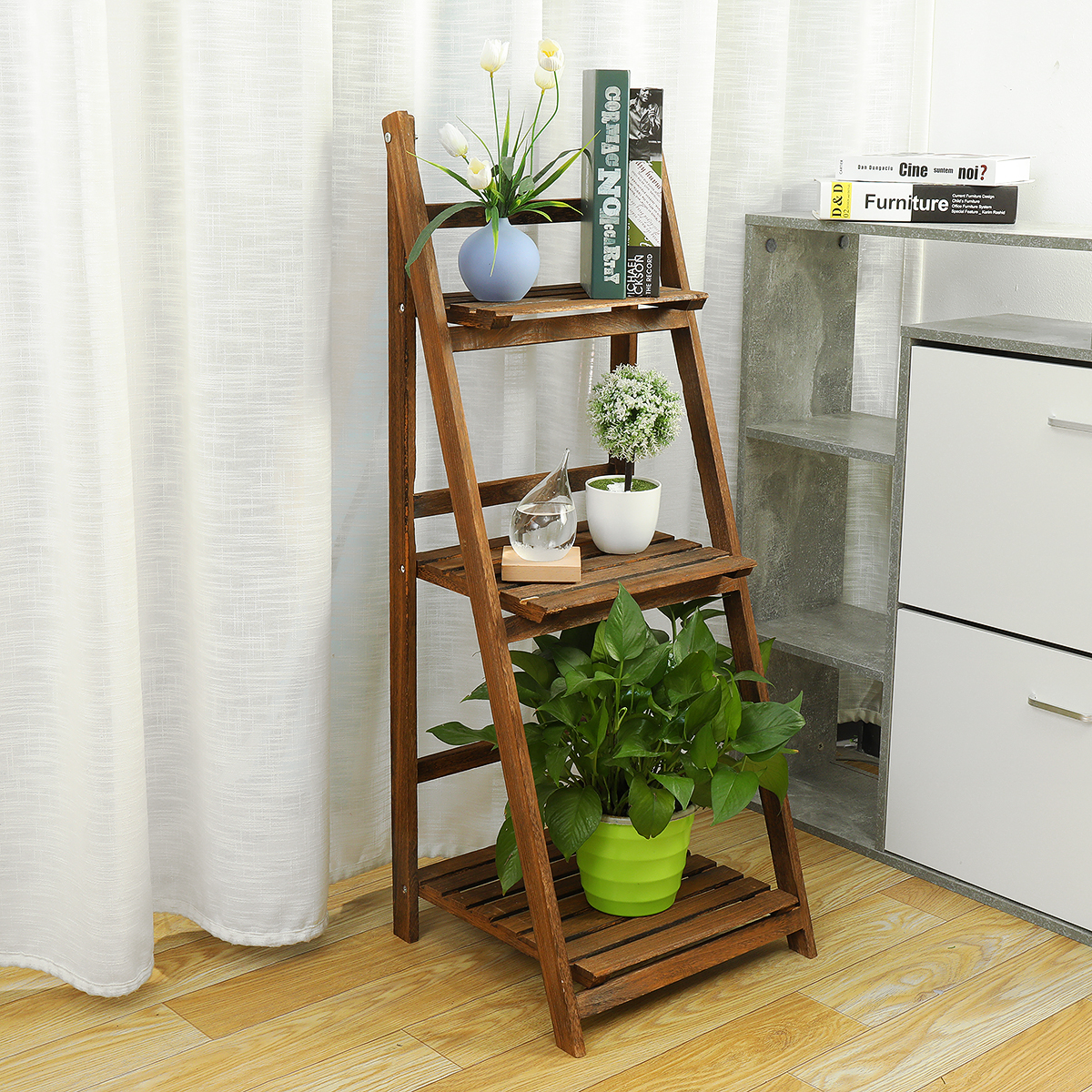 3-Tiers-Ladder-Storage-Shelf-Foldable-Plant-Flower-Pot-Display-Stand-Bookshelf-Storage-Rack-Home-Off-1759121-11