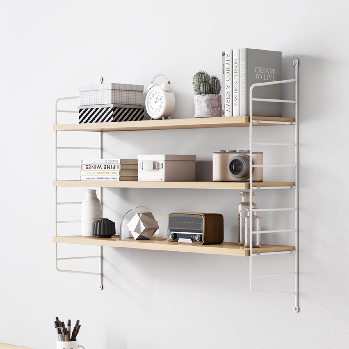 3-Tiers-Wall-Mounted-Shelf-Punch-free-Hanging-Storage-Rack-Bedroom-Bookshelf-Home-Office-Decoration--1788421-2