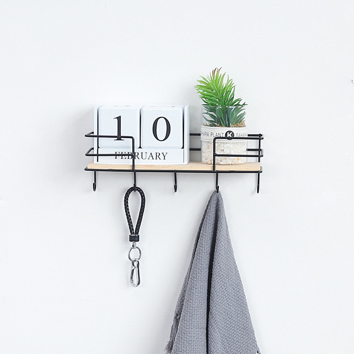 345-Hooks-Wood-Wall-mounted-Shelf-Hook-Storage-Rack-Wall-Decoration-Coat-Hanging-Desktop-Organizer-1399637-6
