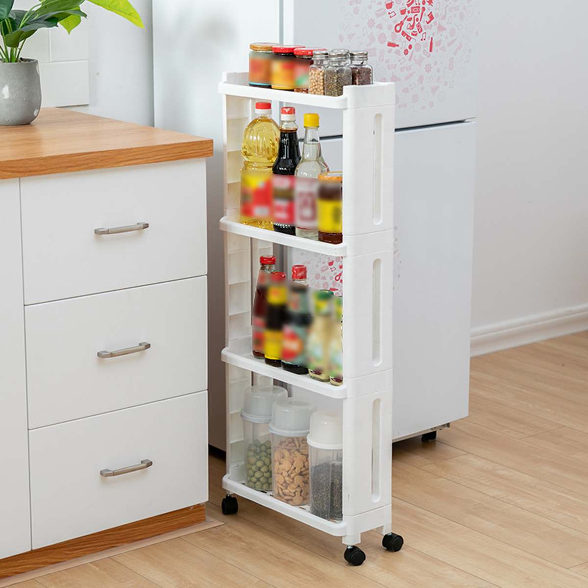 4-Layers-Kitchen-Storage-Rack-Slim-Slide-Tower-Movable-Assemble-Plastic-Bathroom-Shelf-Wheels-Space--1754364-8