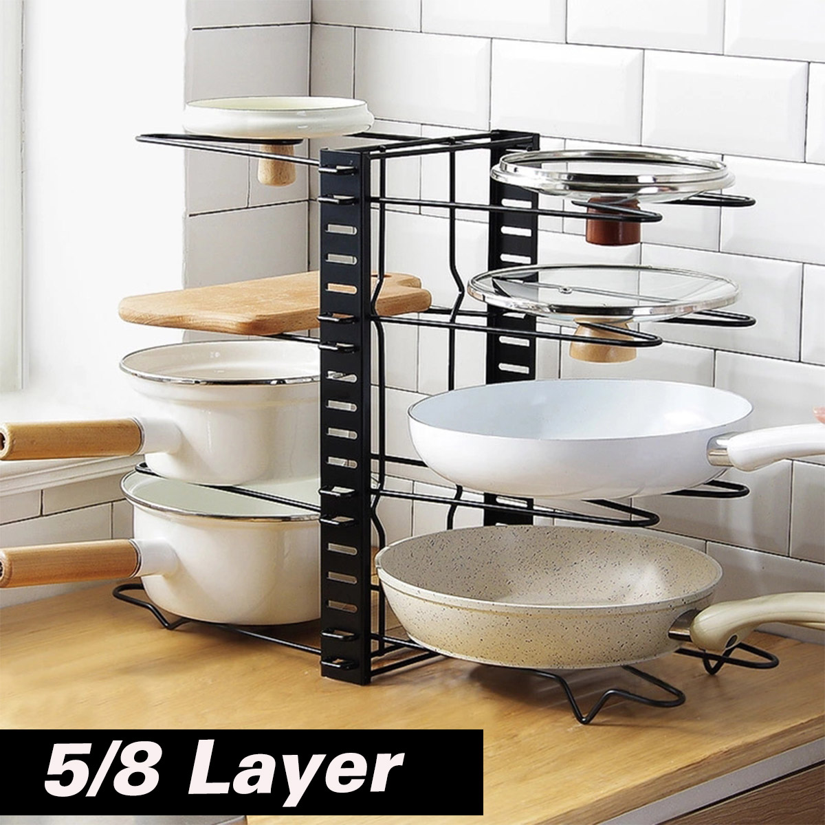 58-Tiers-Kitchen-Storage-Racks-Organizer-Pan-Cookware-Lid-Pantry-Holder-Stand-1670525-2