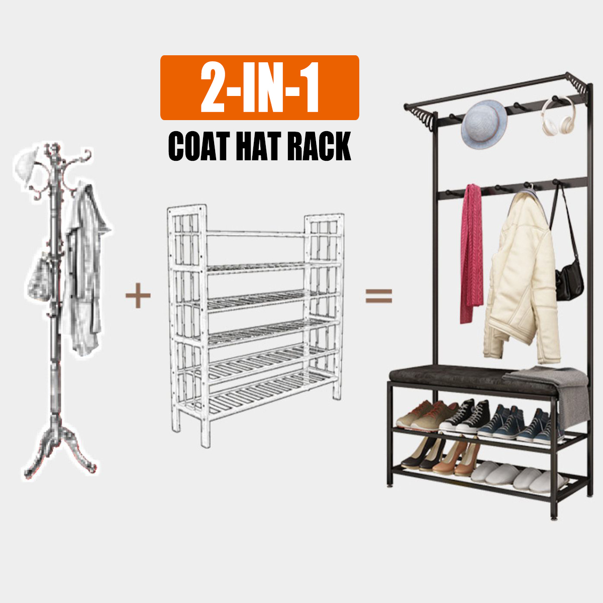 60cm-Coat-Rack-Shoe-Rack-Multifunctional-Storage-Bench-Door-Hat-Clothes-Umbrella-Hangers-Storage-She-1787865-2