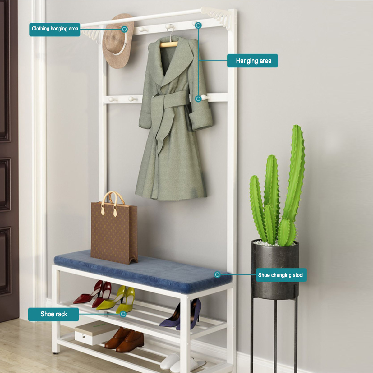 60cm-Coat-Rack-Shoe-Rack-Multifunctional-Storage-Bench-Door-Hat-Clothes-Umbrella-Hangers-Storage-She-1787865-3