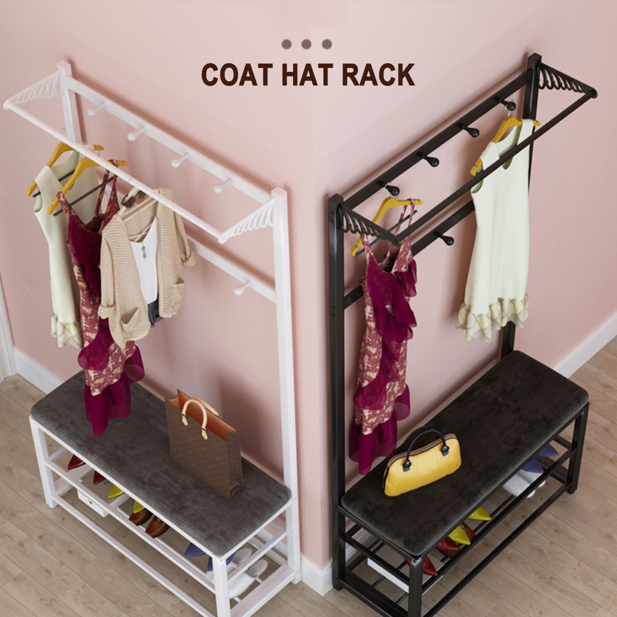 60cm-Coat-Rack-Shoe-Rack-Multifunctional-Storage-Bench-Door-Hat-Clothes-Umbrella-Hangers-Storage-She-1787865-4