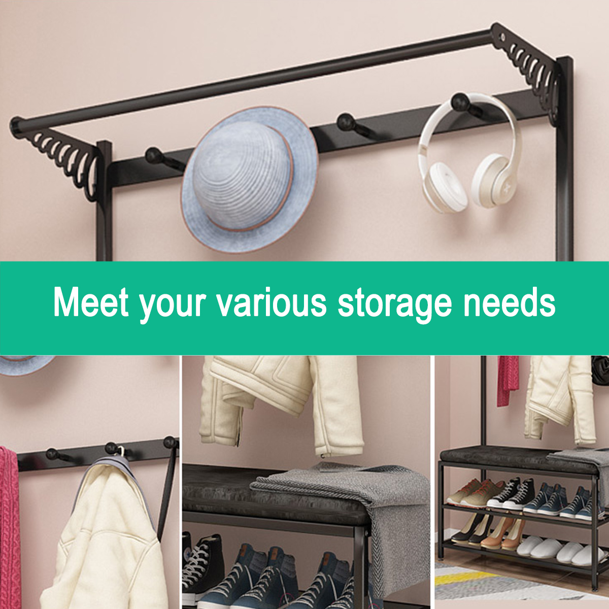 60cm-Coat-Rack-Shoe-Rack-Multifunctional-Storage-Bench-Door-Hat-Clothes-Umbrella-Hangers-Storage-She-1787865-9