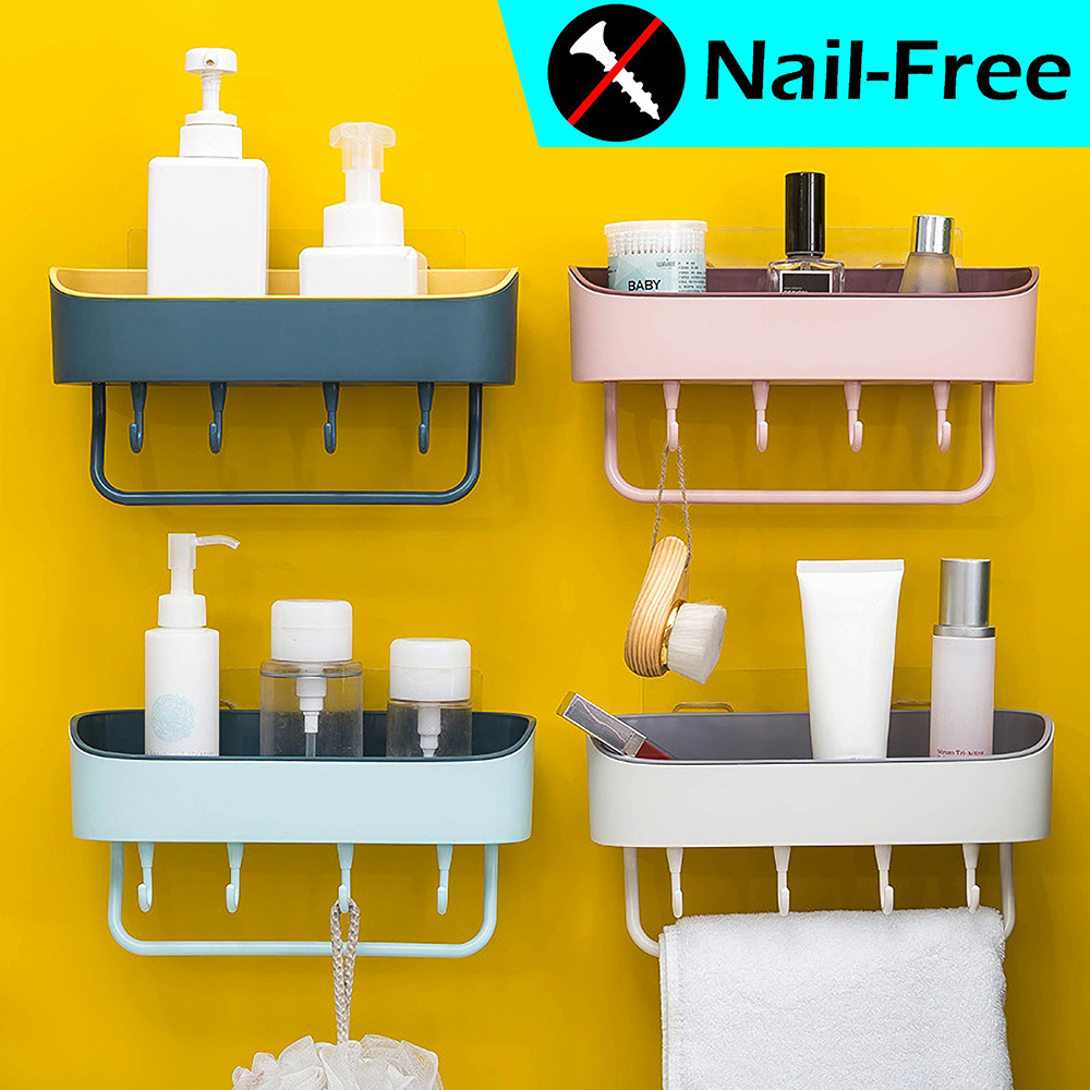 Bathroom-Wall-mounted-Storage-Shelf-Kitchen-Storage-Caddy-Rack-Organizer-Tray-Towel-Holder-No-Drill--1799475-5