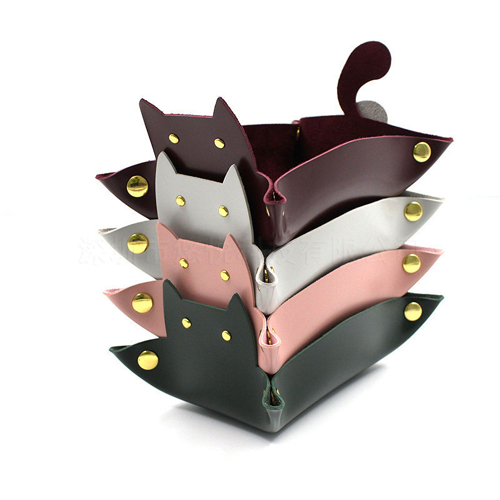 Cat-Cartoon-Desktop-Storage-Box-PU-Leather-Creative-Folding-Button-Tray-Storage-Baskets-1591337-3