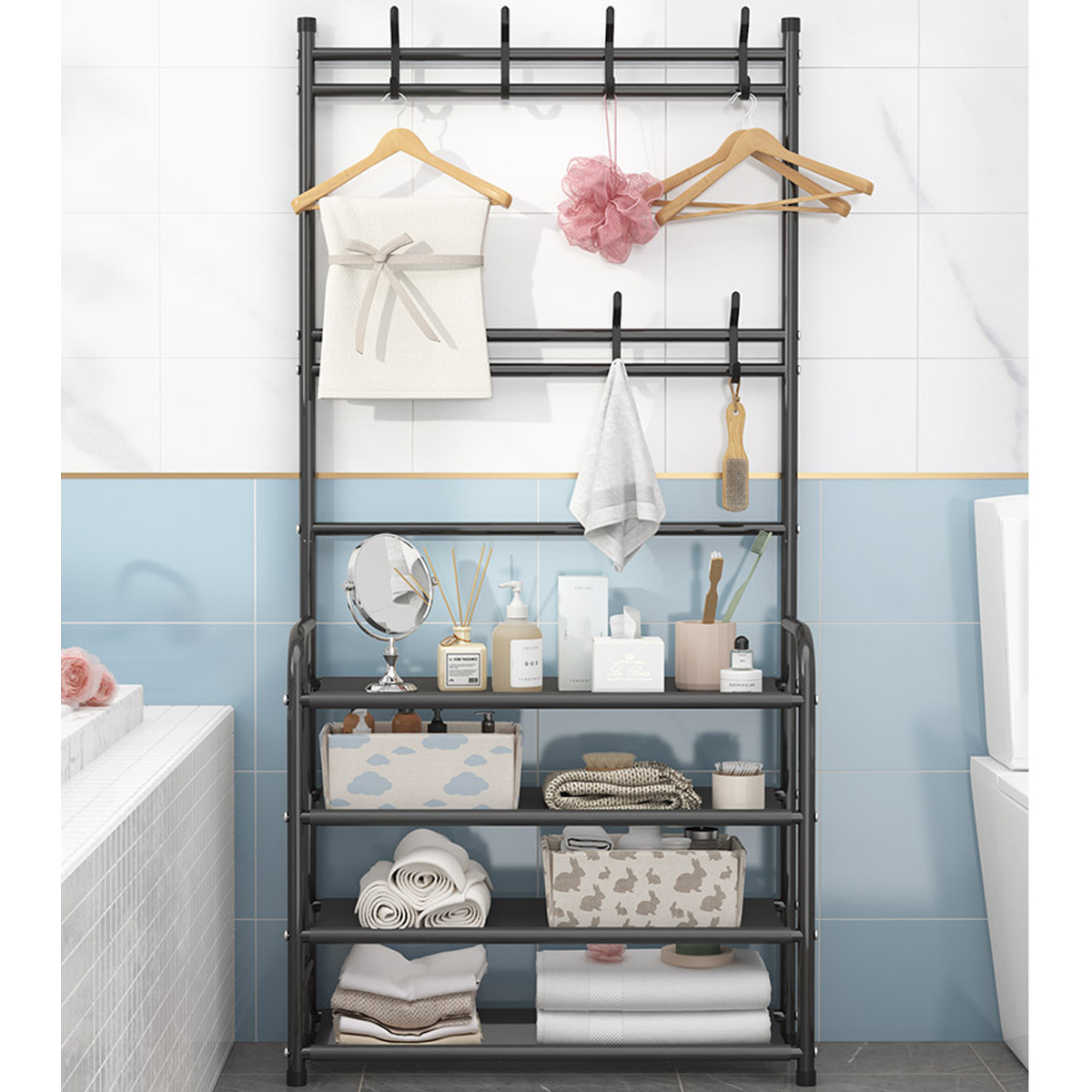 Clothes-Storage-Rack-Floor-Clothes-Rack-Shoes-Rack-Combination-For-Entryway-Livingroom-Restroom-Deco-1841513-8