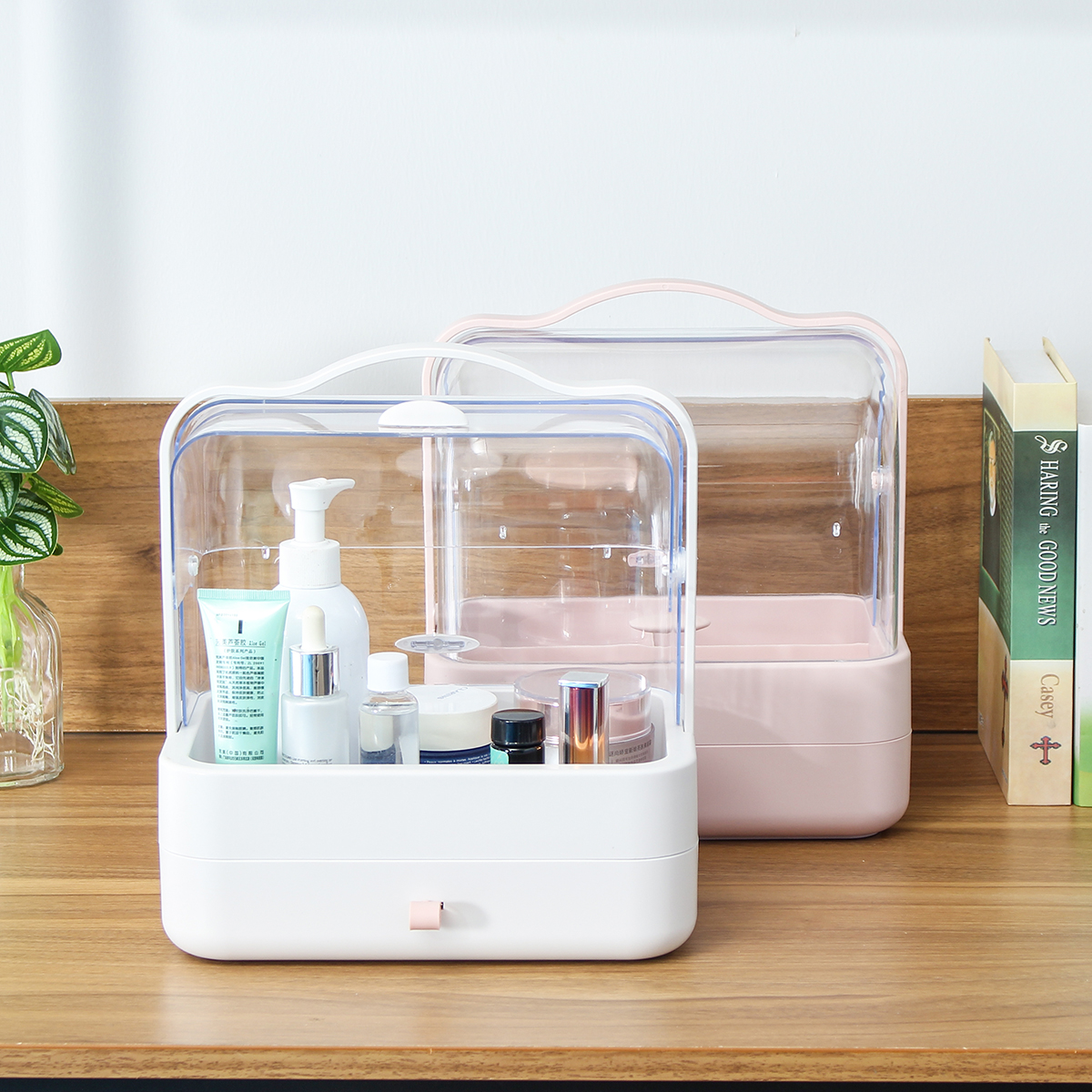 Cosmetic-Storage-Box-Transparent-Dust-Cover-Desktop-Makeup-Organizer-Household-Portable-Shelf-1757770-1