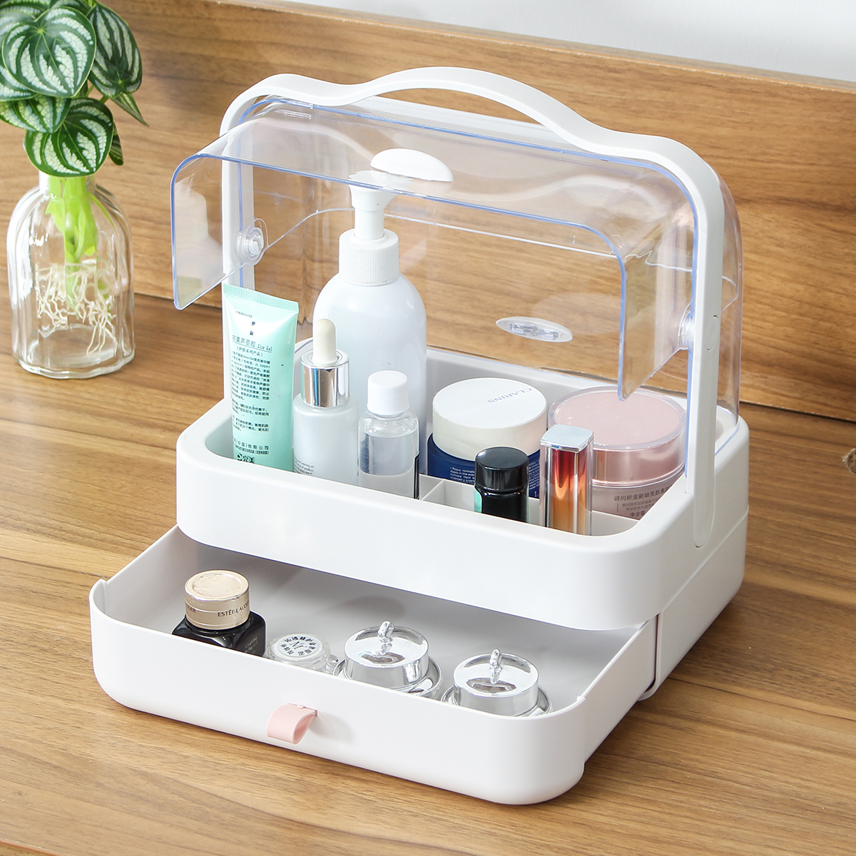 Cosmetic-Storage-Box-Transparent-Dust-Cover-Desktop-Makeup-Organizer-Household-Portable-Shelf-1757770-5